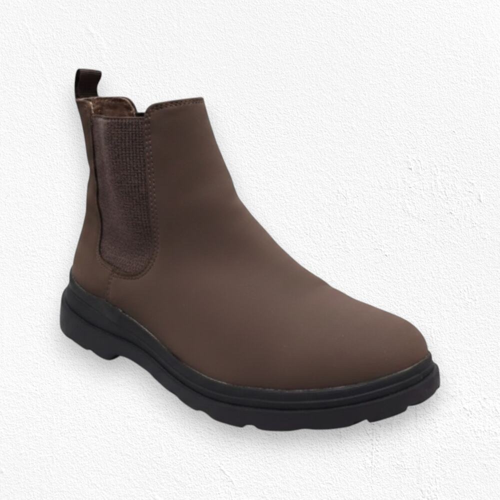Zara Brown Faux Leather Chelsea Ankle Boots Corduroy Pull On Womens 36 EU